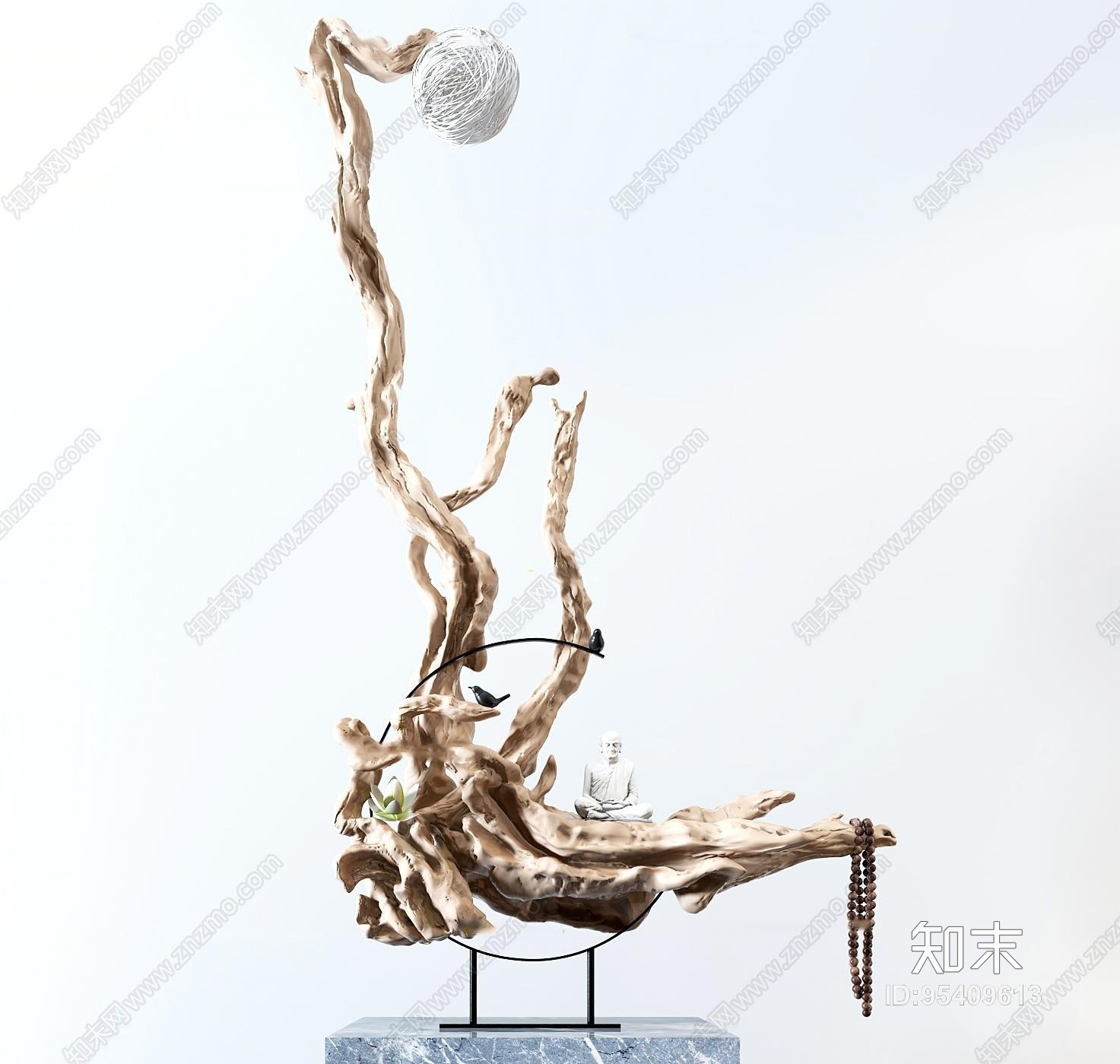 新中式朽木根雕摆件3D模型下载【ID:95409613】