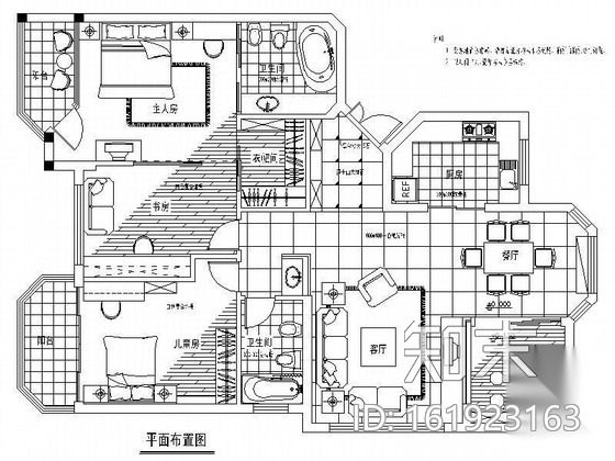 [杭州]三居室装饰施工图cad施工图下载【ID:161923163】