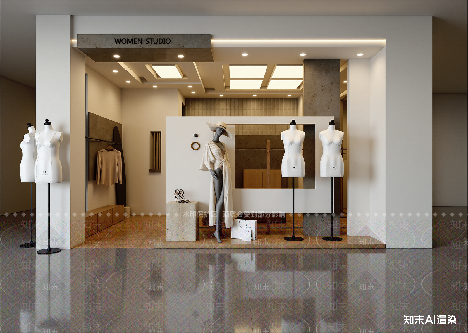 侘寂服装展厅3D模型下载【ID:1215158393】