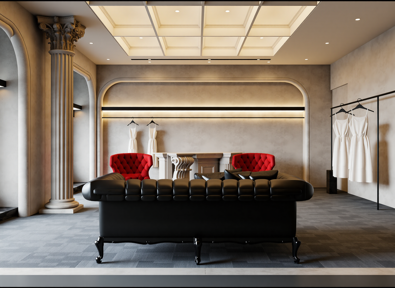 法式服装展厅3D模型下载【ID:1214794913】