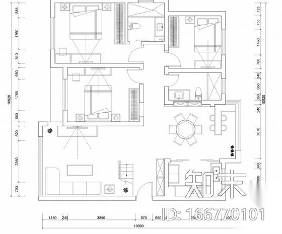 精品豪华欧式风格两层小别墅室内装修施工图施工图下载【ID:166770101】