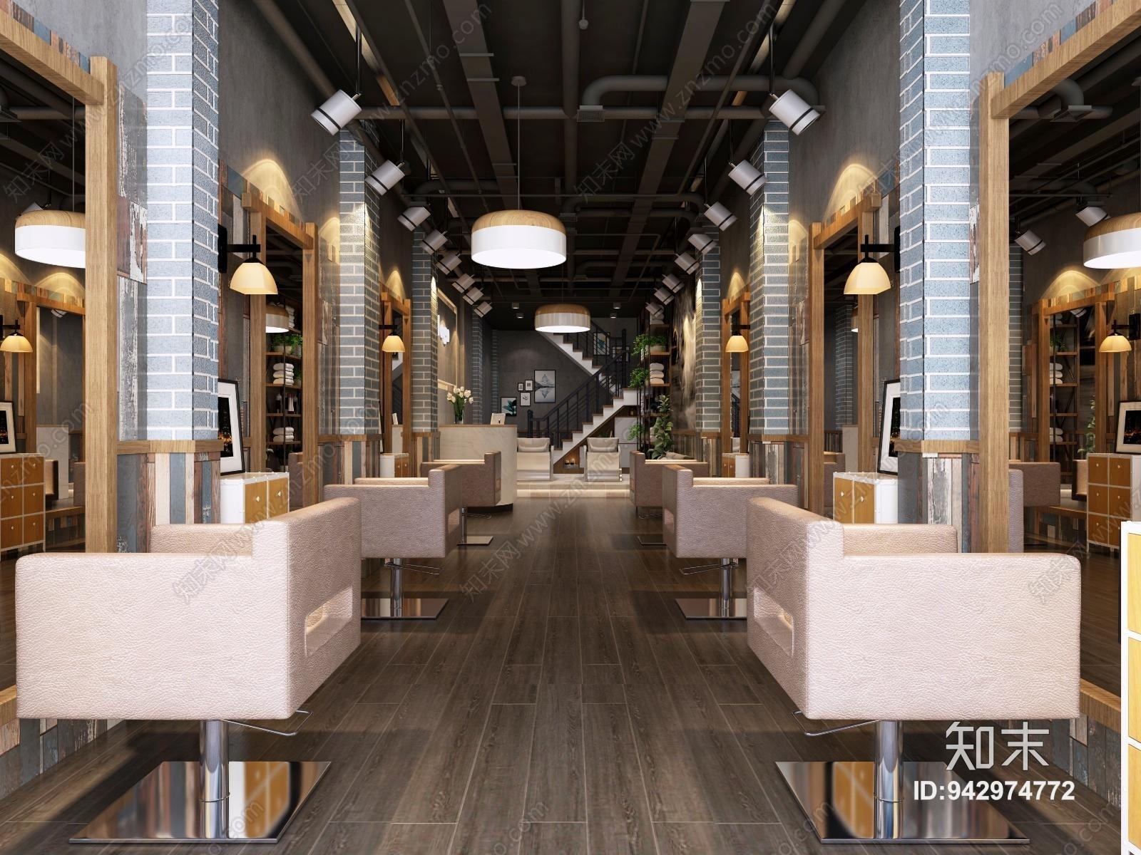 工业风理发店3D模型下载【ID:942974772】