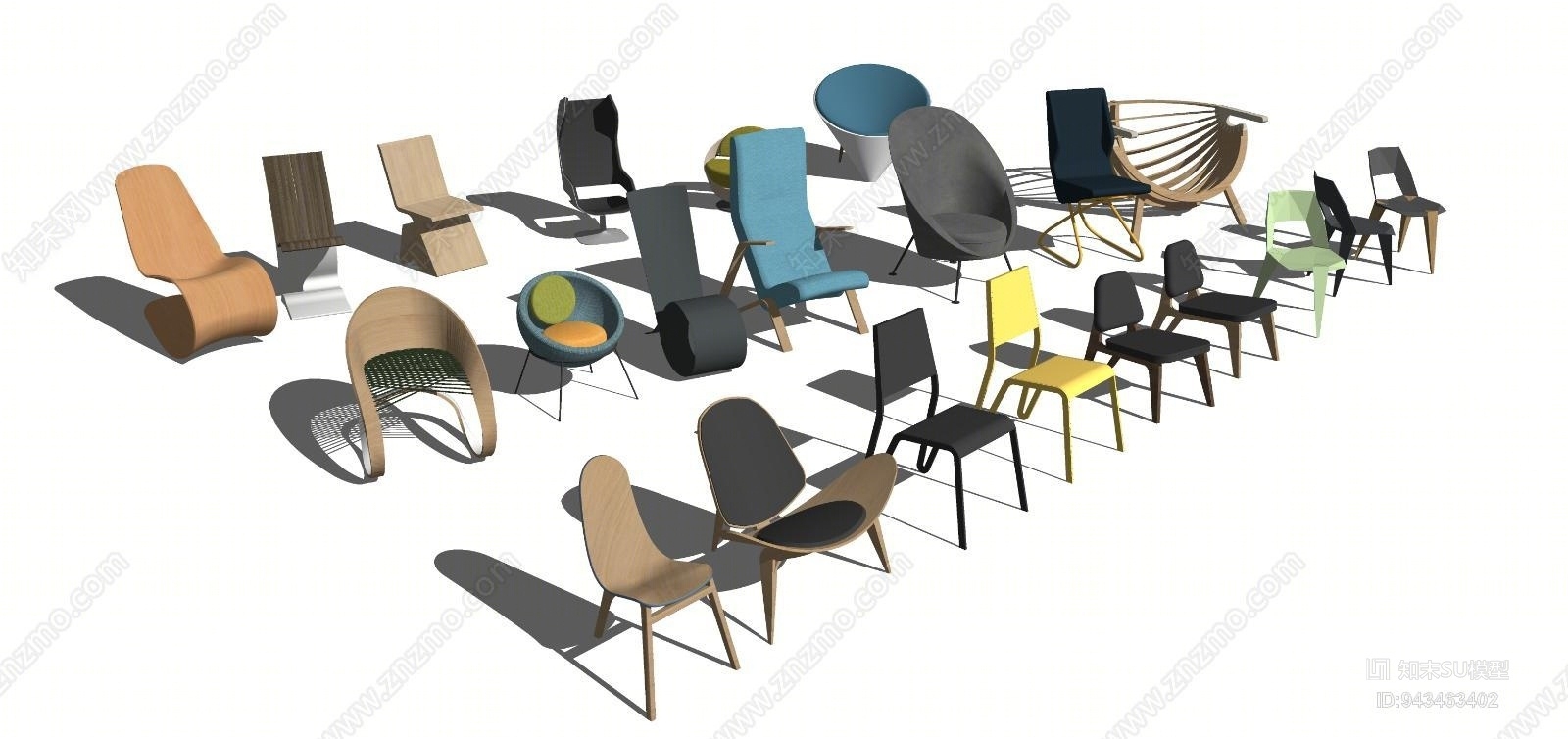 现代休闲椅SU模型草图