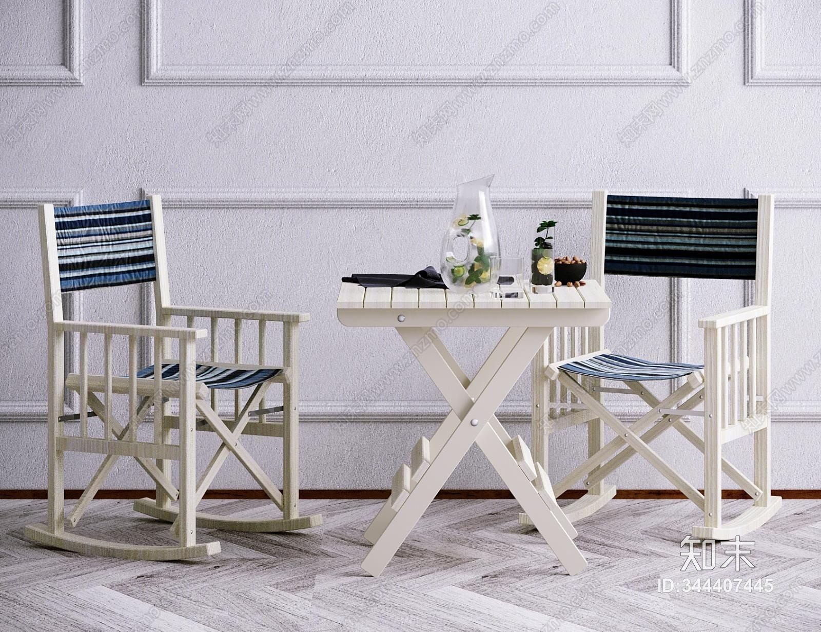 现代休闲餐桌椅子摆件组合3D模型下载【ID:344407445】