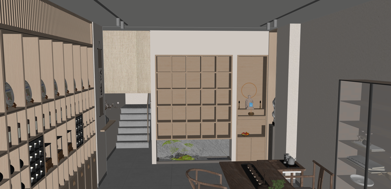 新中式茶叶店SU模型下载【ID:1216065327】