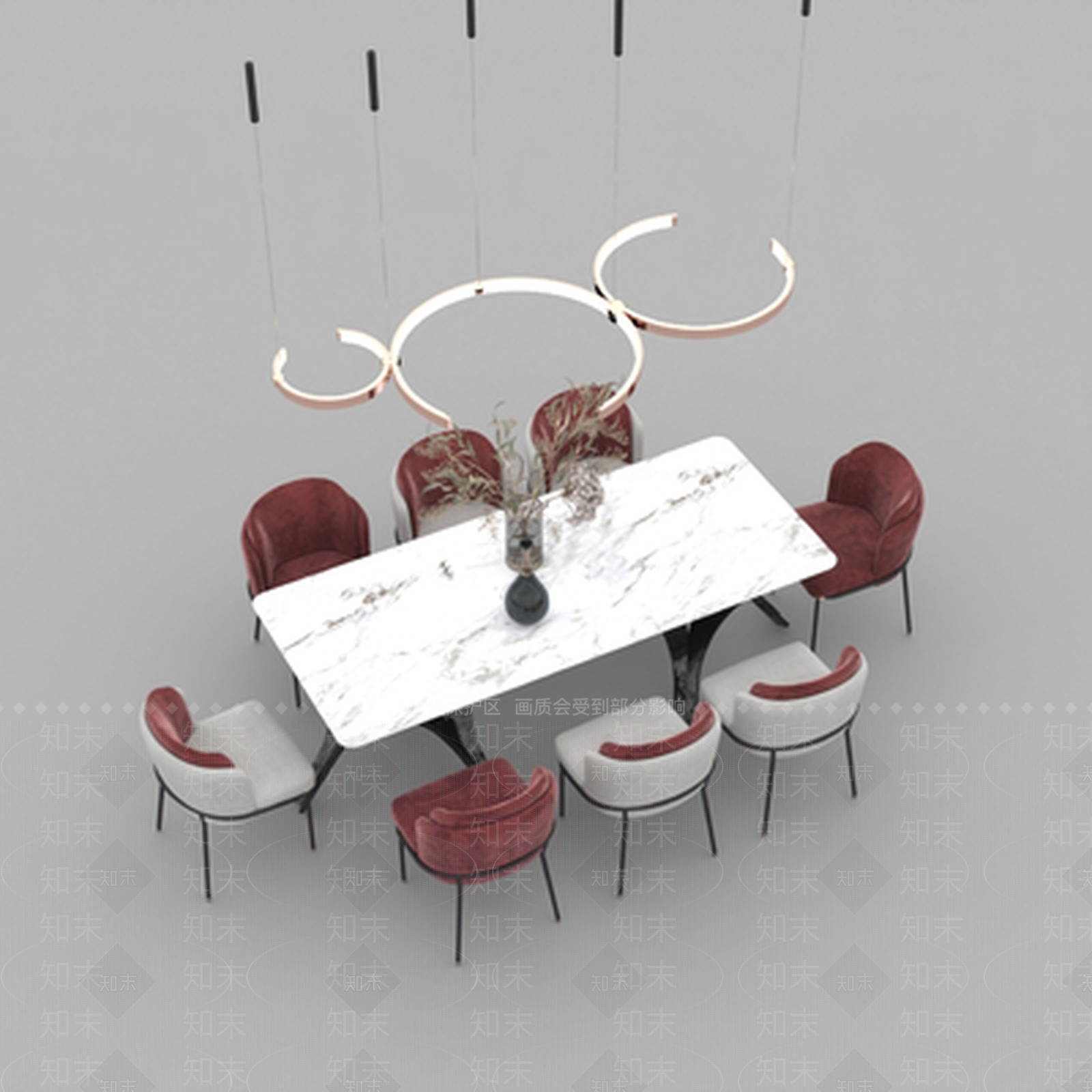 现代餐桌椅组合免费3D模型下载【ID:1123244995】