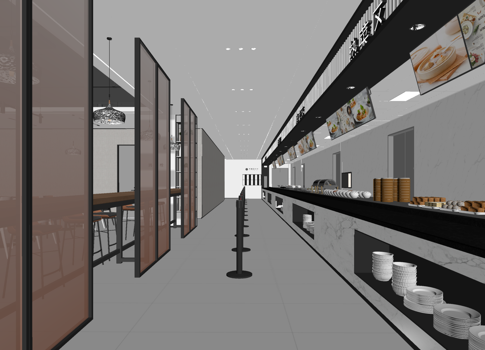 现代自助餐厅3D模型下载【ID:1214995362】