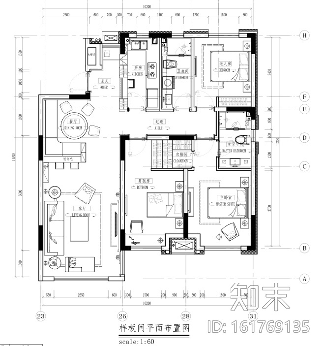 [辽宁]夏花似锦—103㎡三居室住宅设计施工图及效果图施工图下载【ID:161769135】