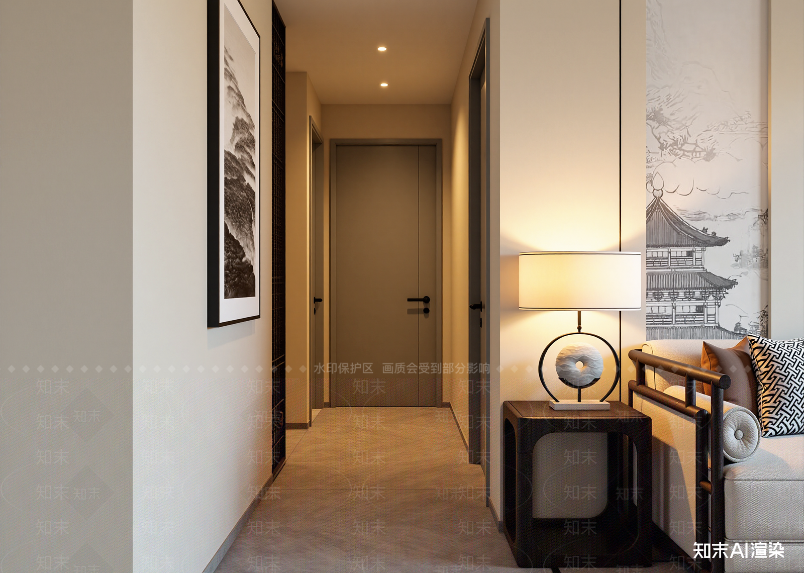 新中式走廊3D模型下载【ID:1214718713】