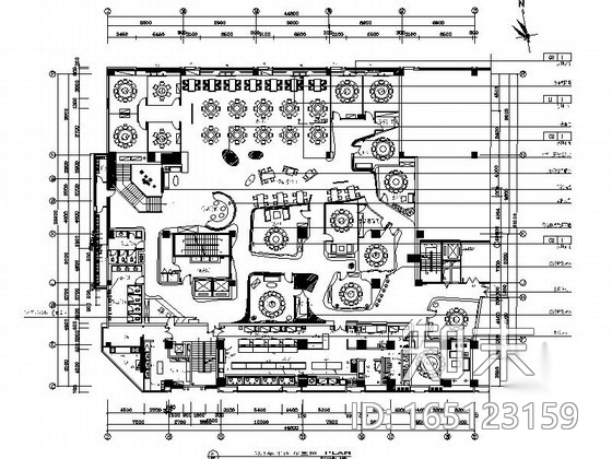 [湖南]现代风格餐厅公共空间装修施工图（含实景）cad施工图下载【ID:165123159】