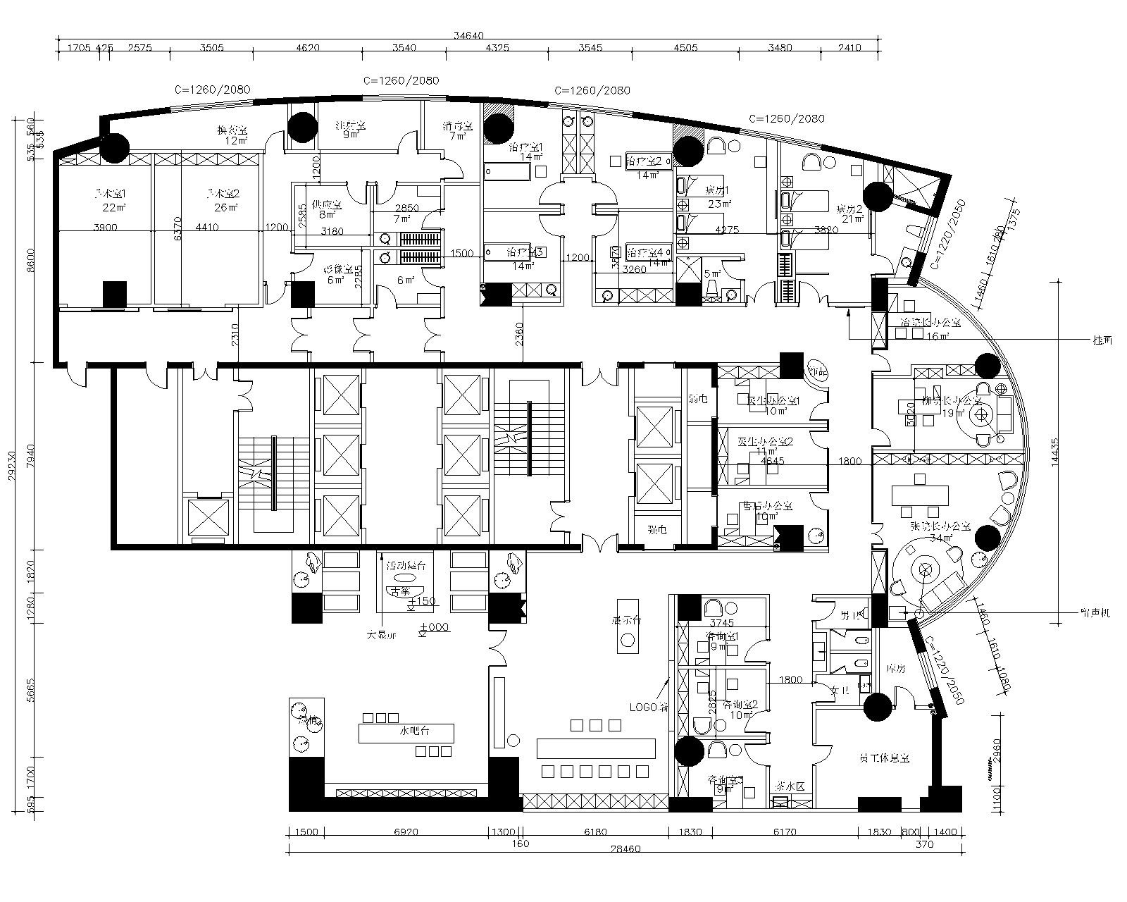 [新疆乌鲁木齐]医瑞整形美容医院室内设计CAD施工图+效果...cad施工图下载【ID:160650185】