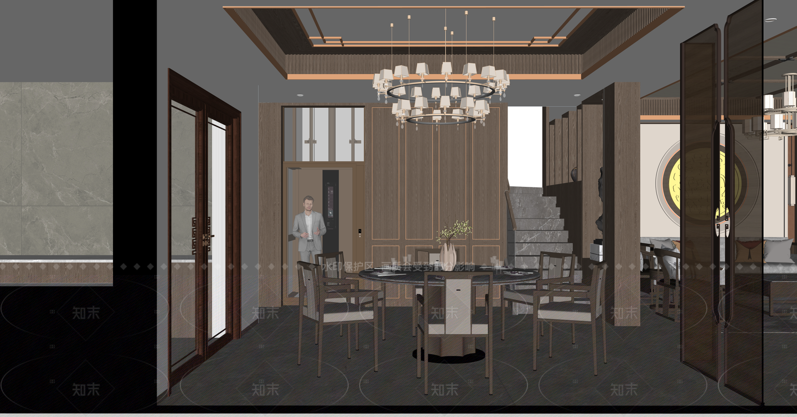 中式家居餐厅SU模型下载【ID:1216069055】