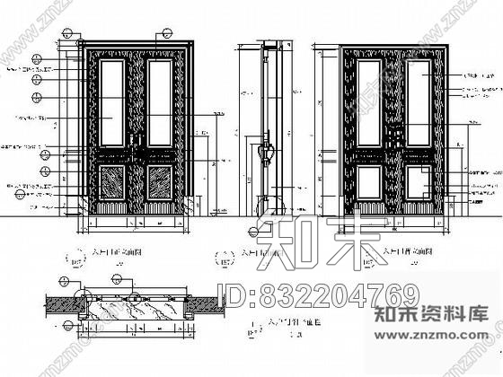 图块/节点黑檀木入户门详图cad施工图下载【ID:832204769】
