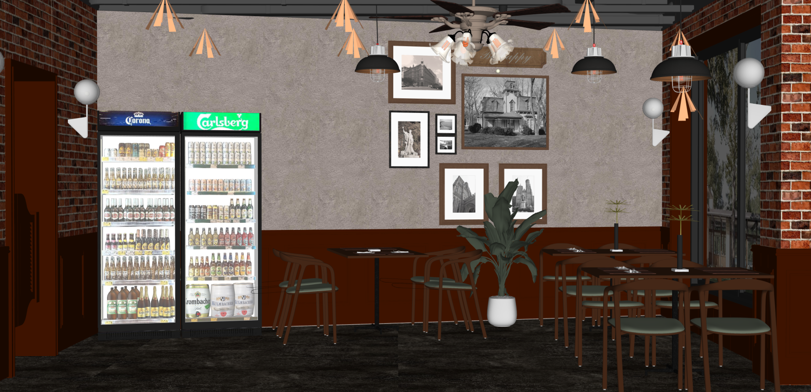 美式咖啡厅SU模型下载【ID:1216015428】