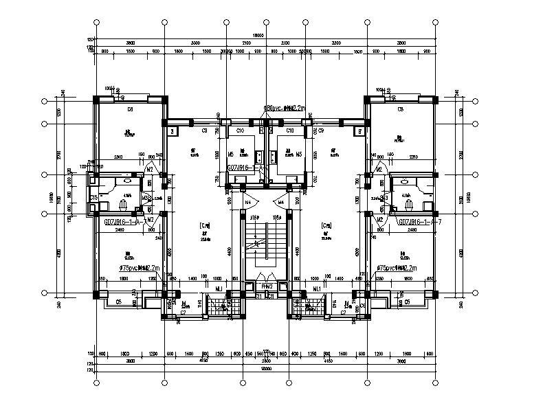 [内蒙古]六层砖混结构塔式住宅楼建筑施工图（含商业及...cad施工图下载【ID:149875113】