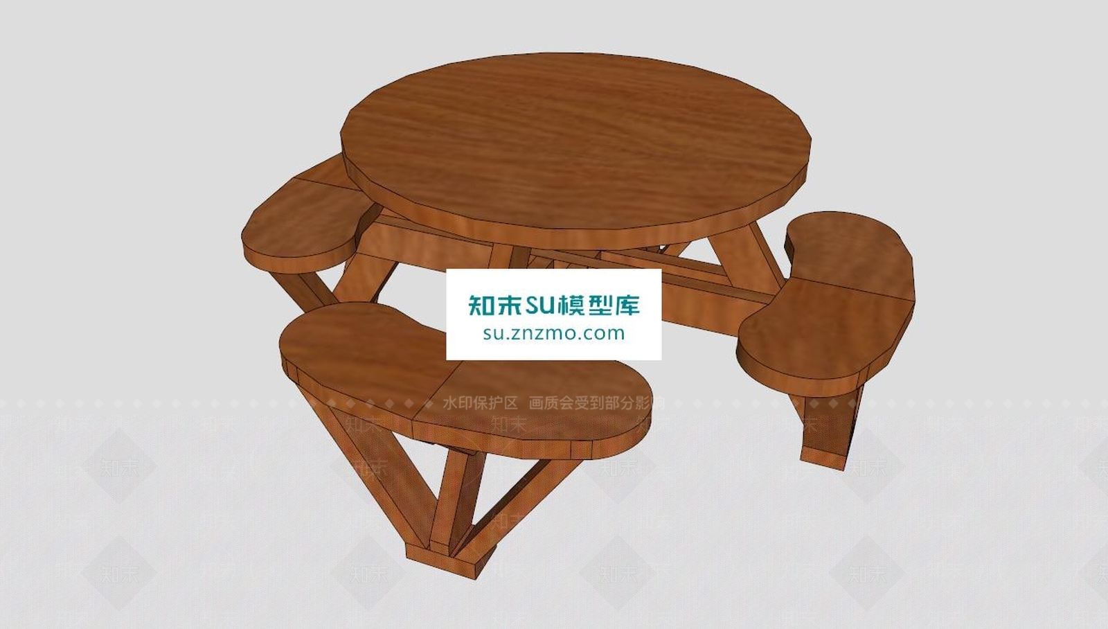 圆形儿童桌SU模型下载【ID:168422162】