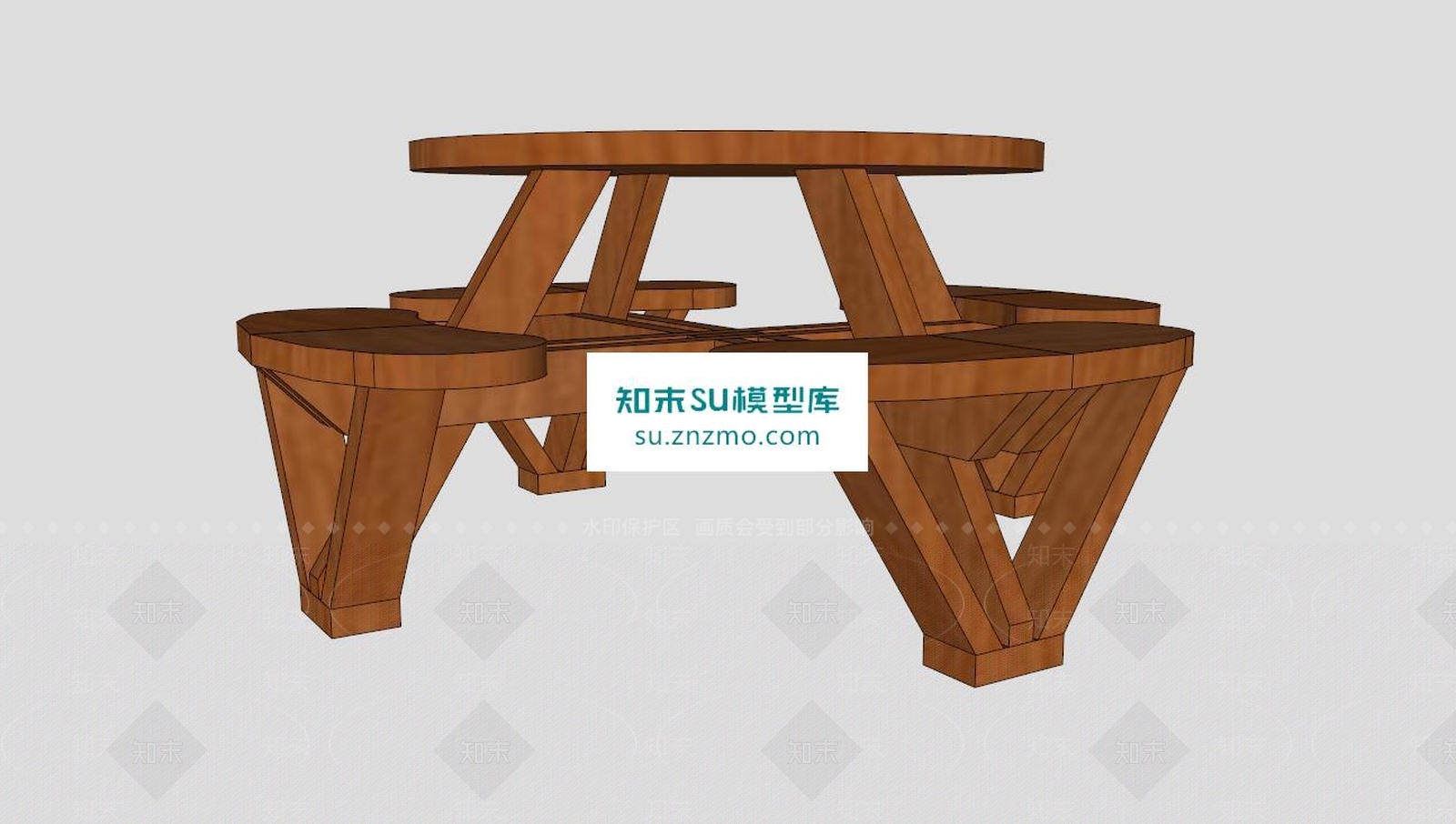 圆形儿童桌SU模型下载【ID:168422162】