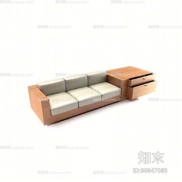 现代木艺三人沙发3D模型下载【ID:90947083】