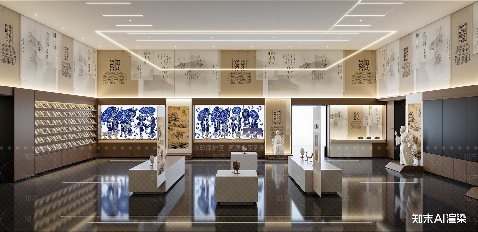 新中式非遗展厅SU模型下载【ID:1215200803】