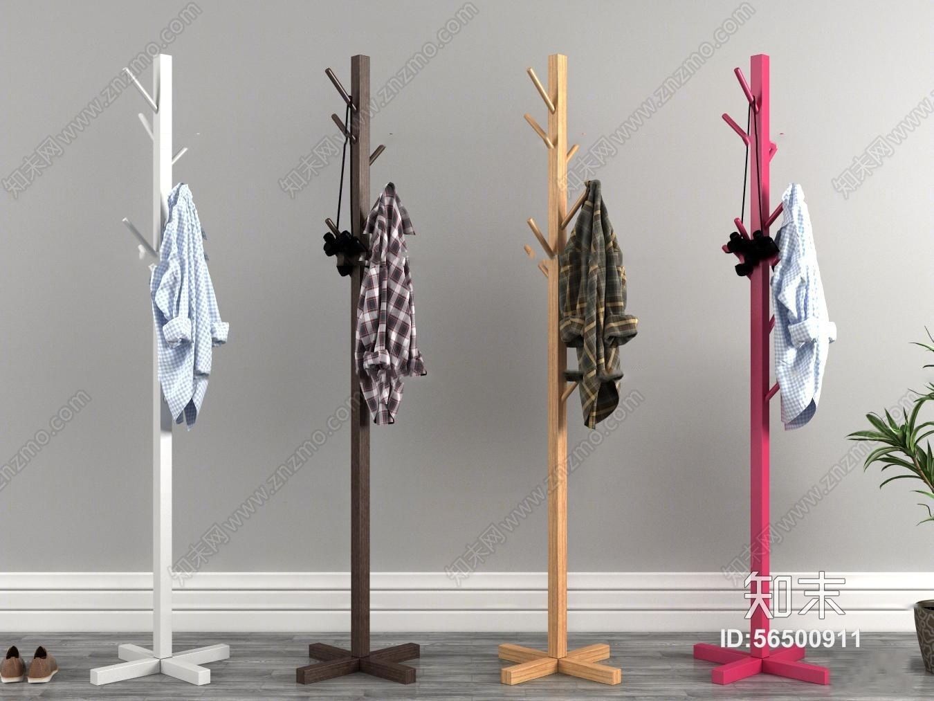 现代衣架服饰组合3D模型下载【ID:56500911】