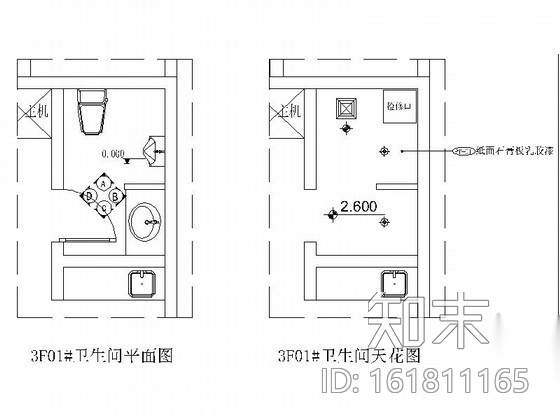 [福建]某豪华KTV卫生间室内装修施工图cad施工图下载【ID:161811165】