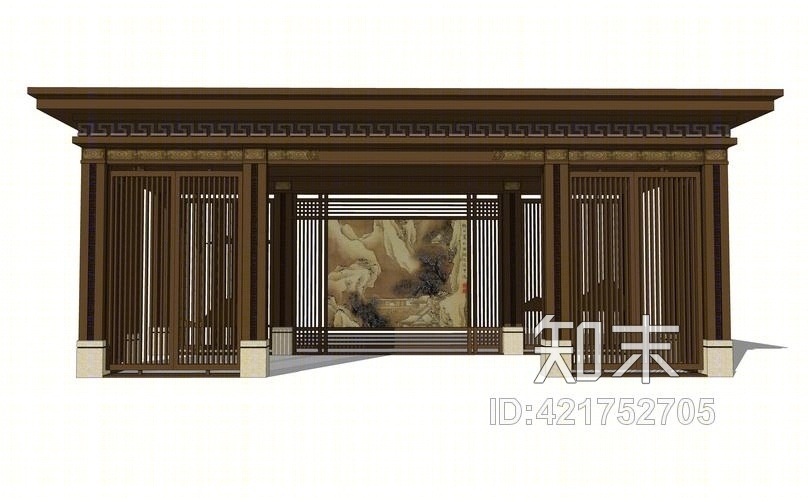 中式禅意廊亭SU模型下载【ID:421752705】