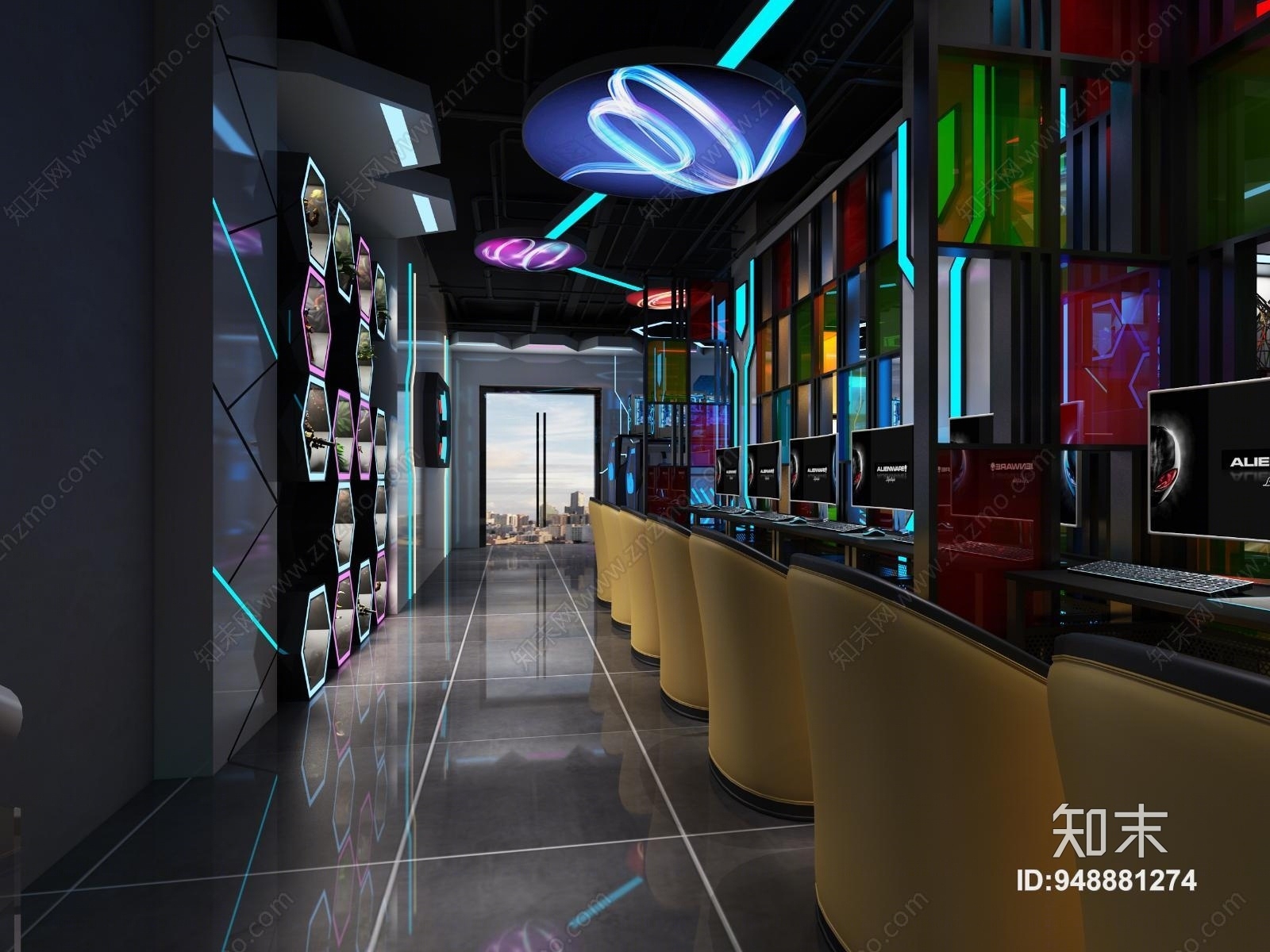 现代电竞风格网咖网吧3D模型下载【ID:948881274】