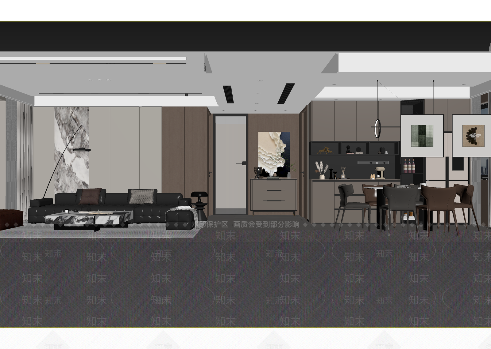 现代客餐厅3D模型下载【ID:1215107171】