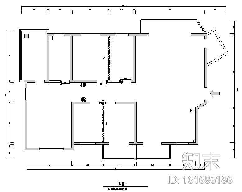 现代中式极简风三居室住宅空间设计施工图（附效果图）cad施工图下载【ID:161686186】