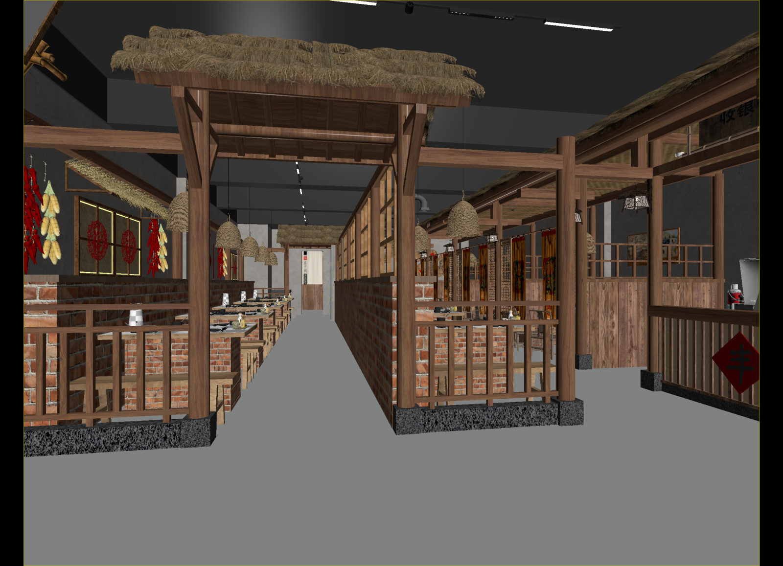 新中式火锅店3D模型下载【ID:1214346364】