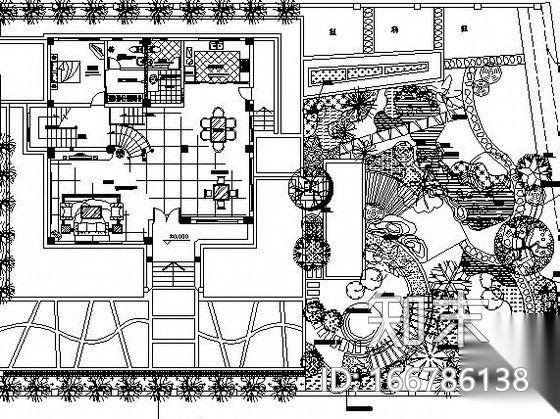 [湖南]某别墅庭院绿化施工图设计施工图下载【ID:166786138】