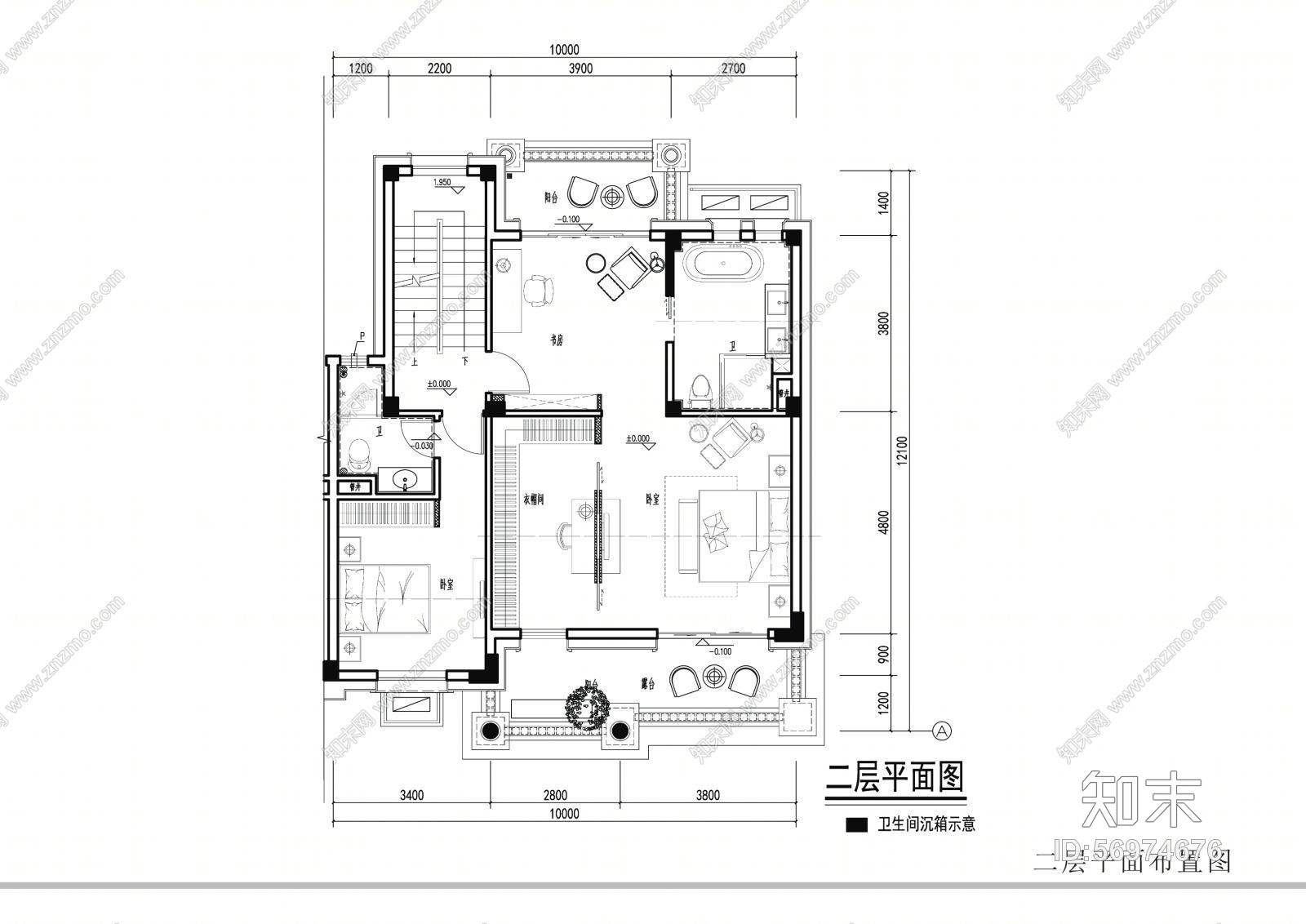 碧桂园址山BJ260(3S)右户(现代中式)别墅样板房施工图下载【ID:56974676】