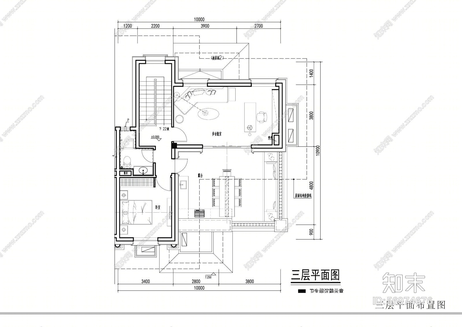 碧桂园址山BJ260(3S)右户(现代中式)别墅样板房施工图下载【ID:56974676】