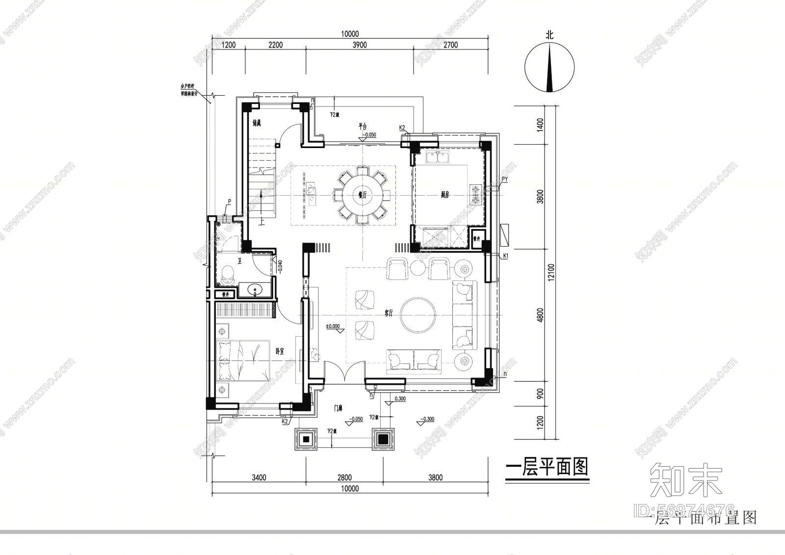 碧桂园址山BJ260(3S)右户(现代中式)别墅样板房施工图下载【ID:56974676】