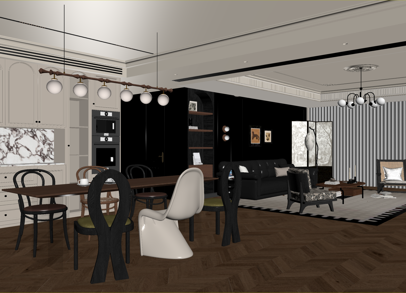 法式客餐厅3D模型下载【ID:1215100807】