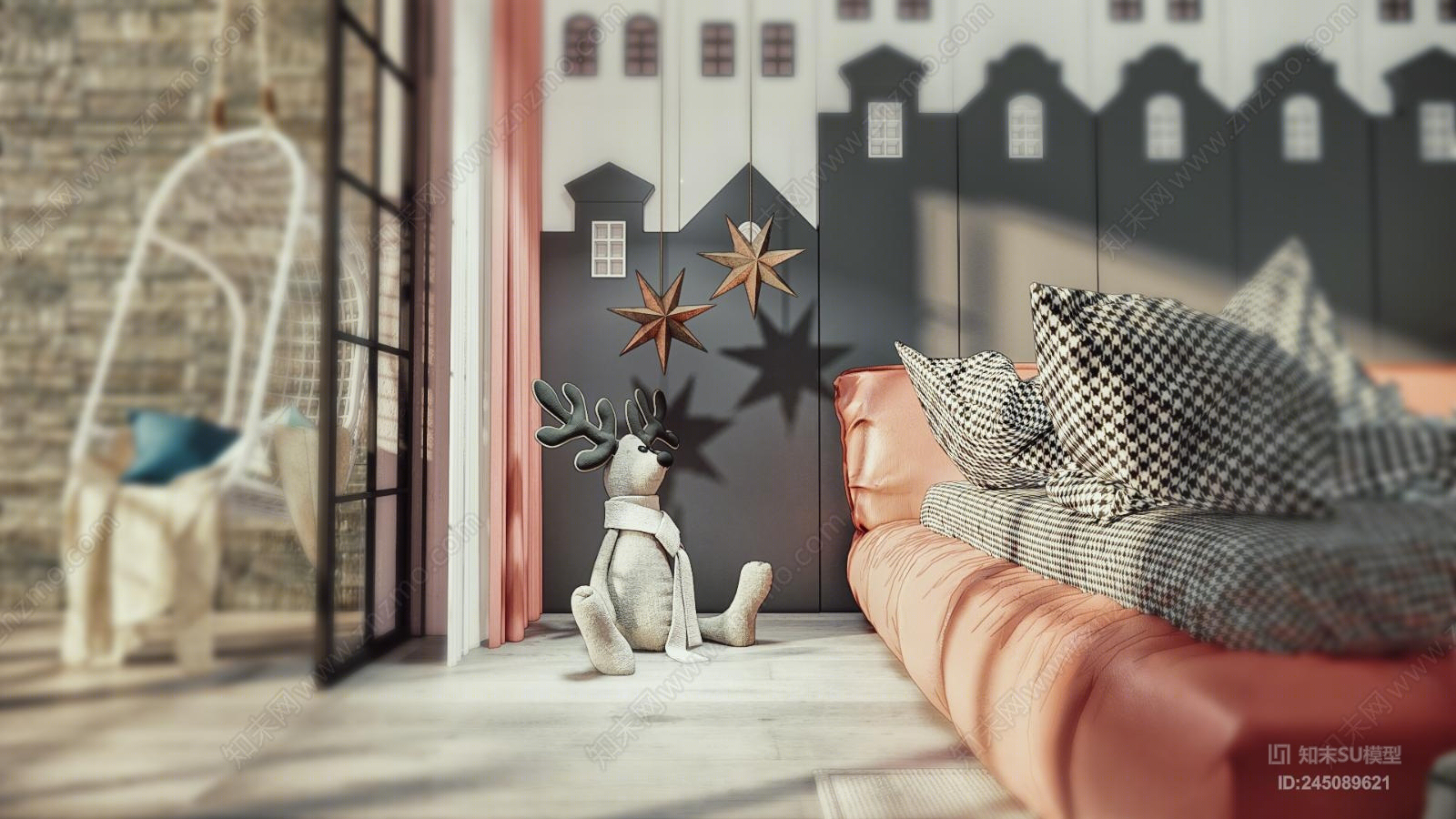 北欧卧室SU模型下载【ID:245089621】