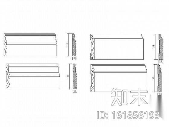 现代踢脚线CAD图块施工图下载【ID:161856193】