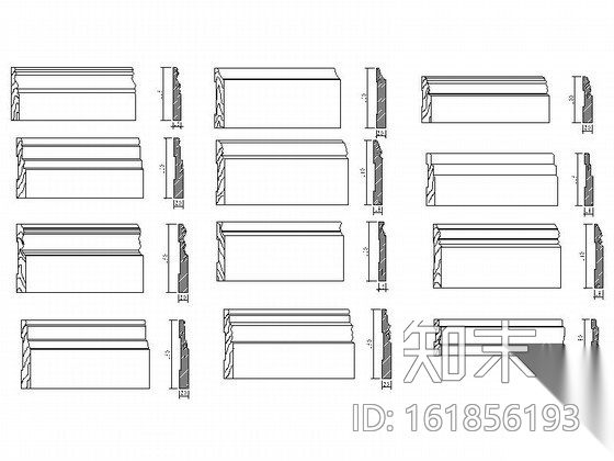 现代踢脚线CAD图块施工图下载【ID:161856193】