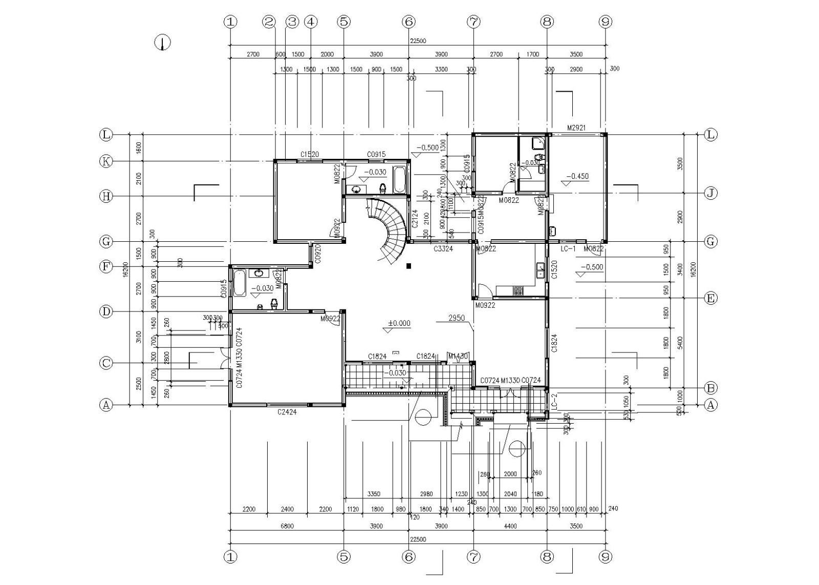 苏式江南二层别墅建筑施工图施工图下载【ID:151388125】