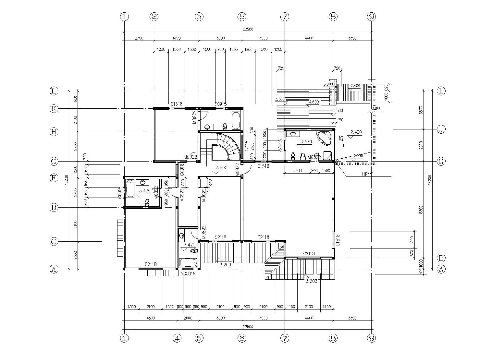 苏式江南二层别墅建筑施工图施工图下载【ID:151388125】