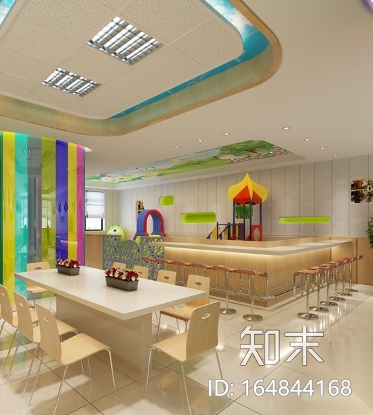 简约小清新快餐厅室内装修施工图（含效果）cad施工图下载【ID:164844168】