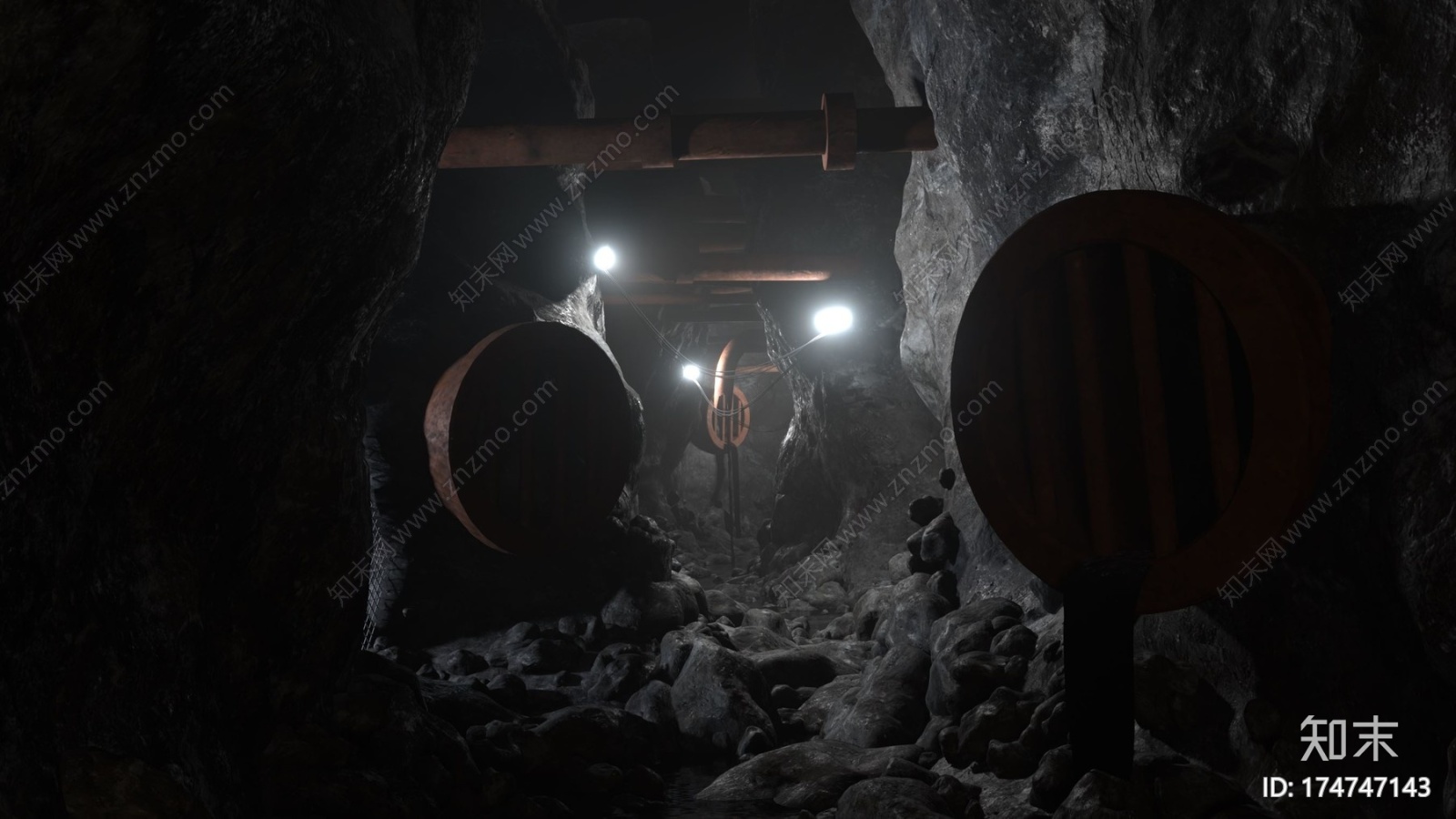 废弃的下水道洞穴-搅拌机CG模型下载【ID:174747143】