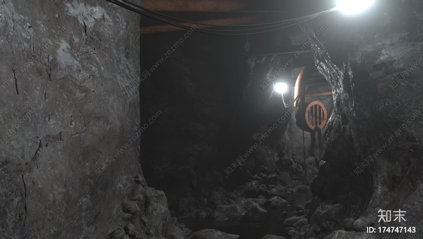 废弃的下水道洞穴-搅拌机CG模型下载【ID:174747143】