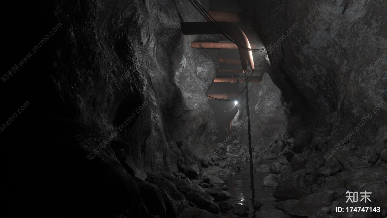 废弃的下水道洞穴-搅拌机CG模型下载【ID:174747143】