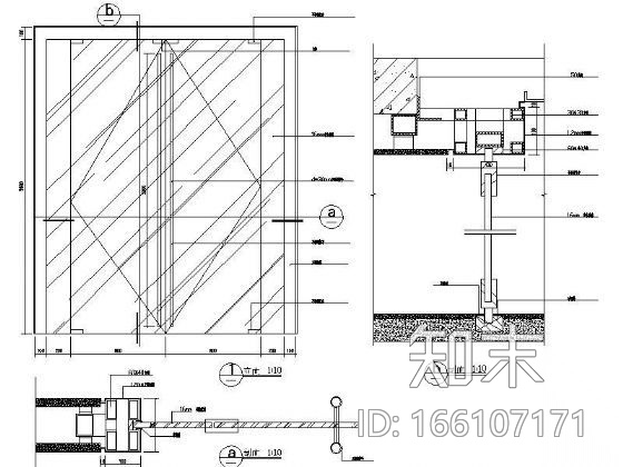 电梯玻璃门cad施工图下载【ID:166107171】