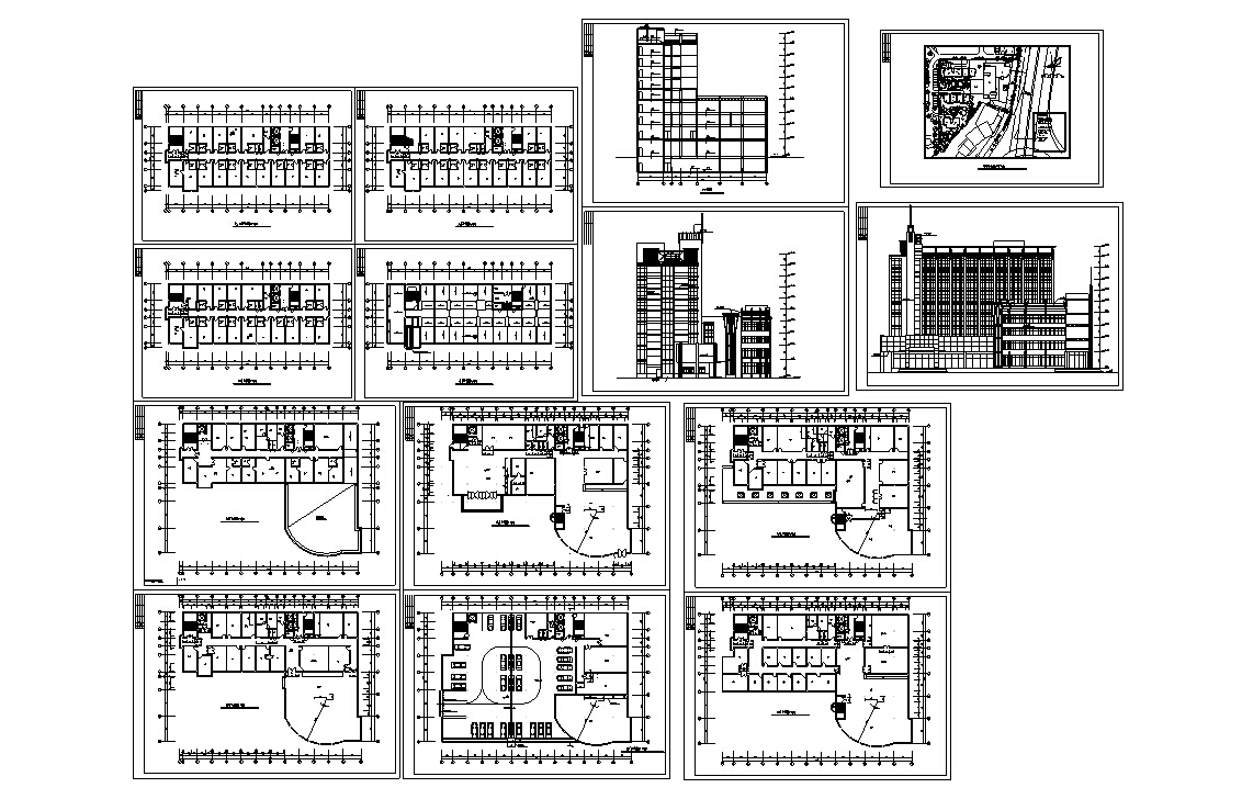 5套商务办公楼建筑设计施工图CADcad施工图下载【ID:149945119】