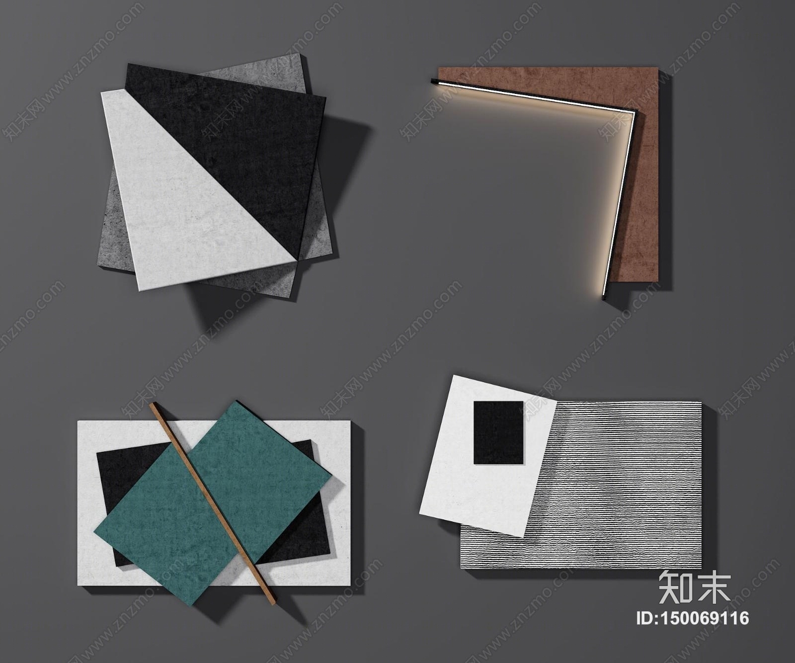 现代墙面装饰品挂件3D模型下载【ID:150069116】