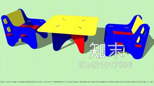 KD儿童与成人原色设计桌椅SU模型下载【ID:421017096】