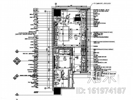 品牌酒店大床客房室内装修图cad施工图下载【ID:161974187】