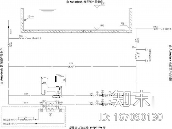 [天津]室内游泳池水处理方案设计图纸cad施工图下载【ID:167090130】